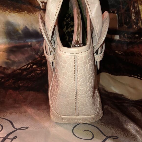 Cole Haan Mini Satchel Croc Print Embossed Leather Blush Pink Nude - Picture 3 of 16